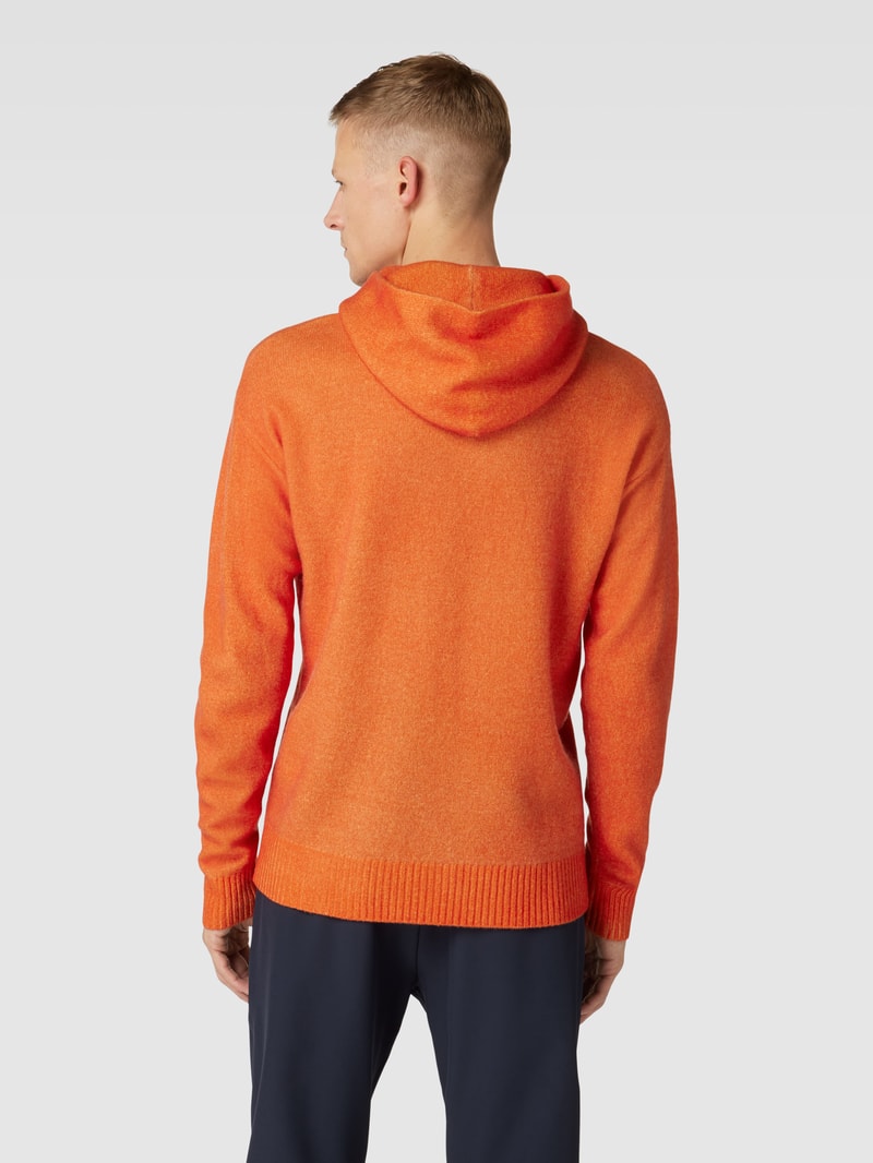 Strickpullover aus Wolle mit Motiv-Stitching in orange