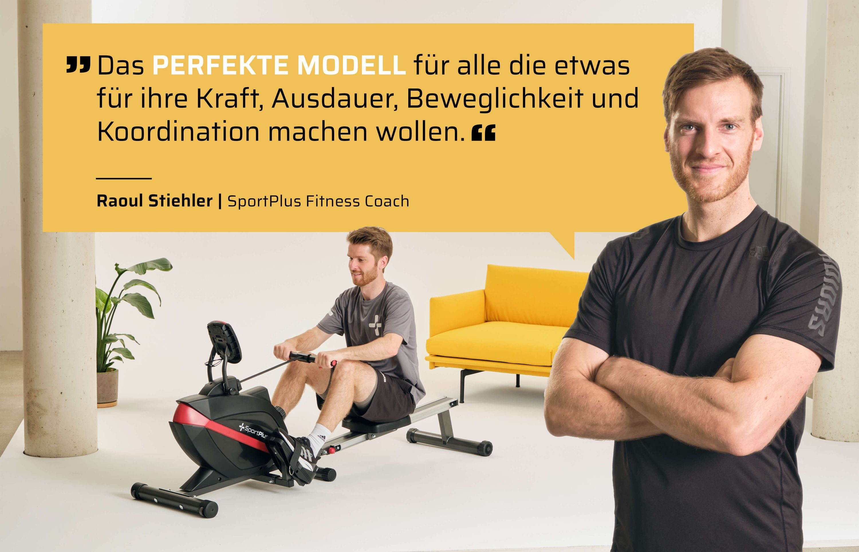 SportPlus Rudergerät SP-MR-008-B, Rudergerät, Rudermaschine klappbar, Magnet, SP-MR-008-B