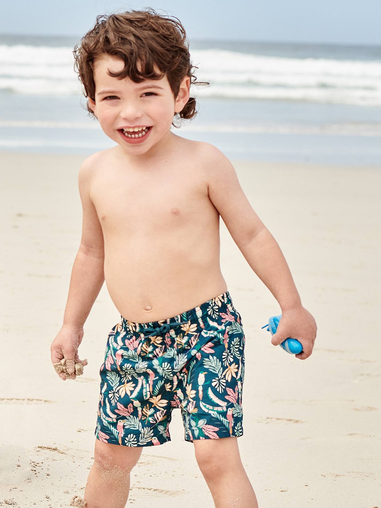 Vertbaudet Jungen Baby Badeshorts, Capsule Collection JUNGLE Oeko-Tex - dunkelgrün bedruckt