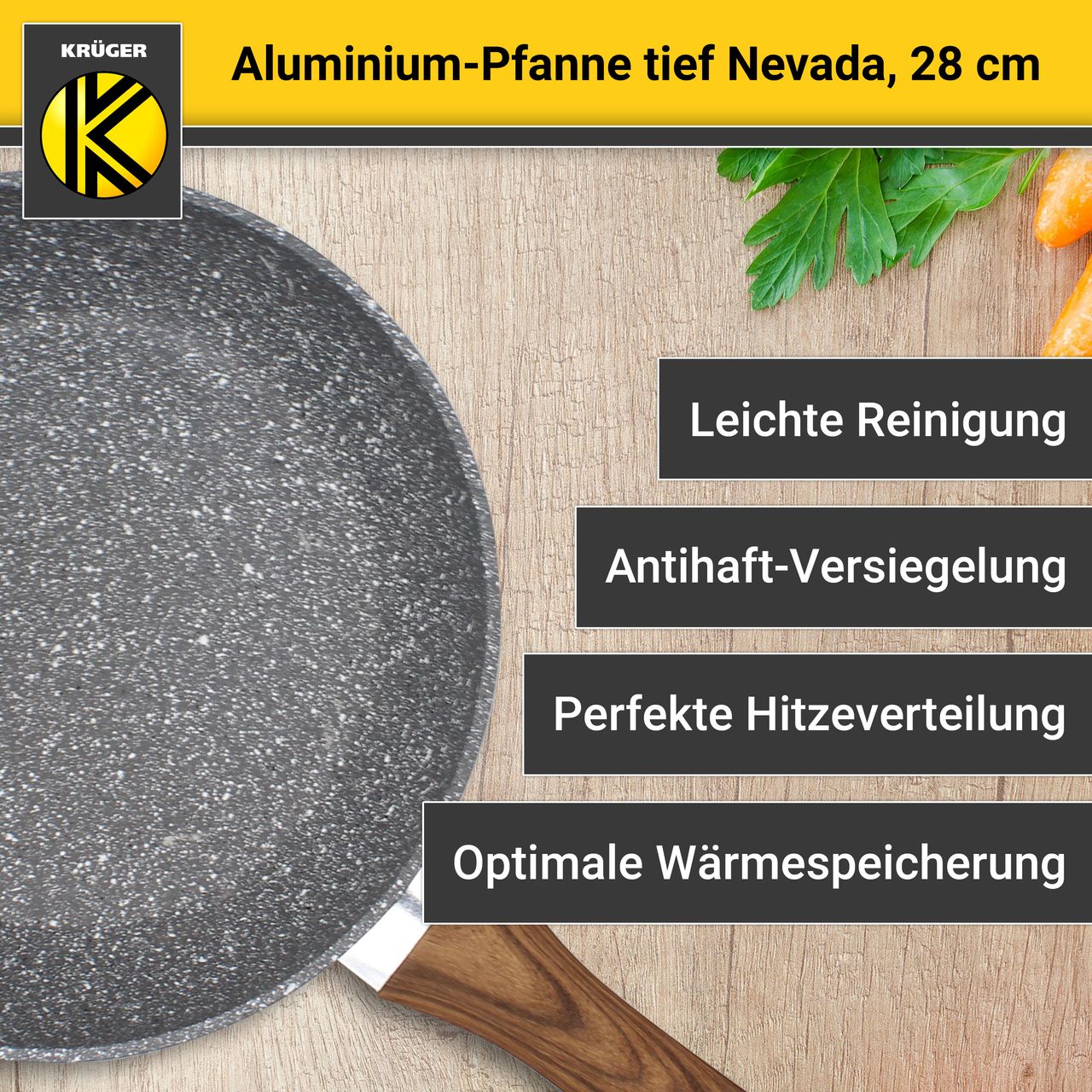 Karl Krüger Aluminium Pfanne NEVADA tief, 28 cm