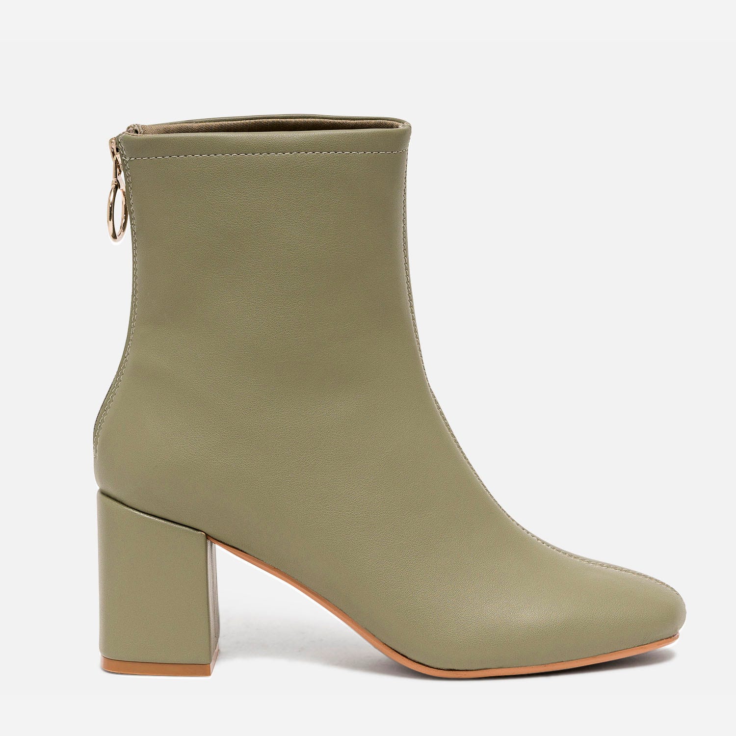 Boots kaki mat à zip arrière