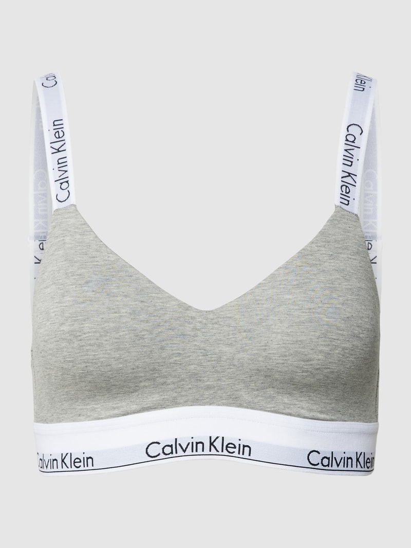 Bralette mit Label-Details in hellgrau
