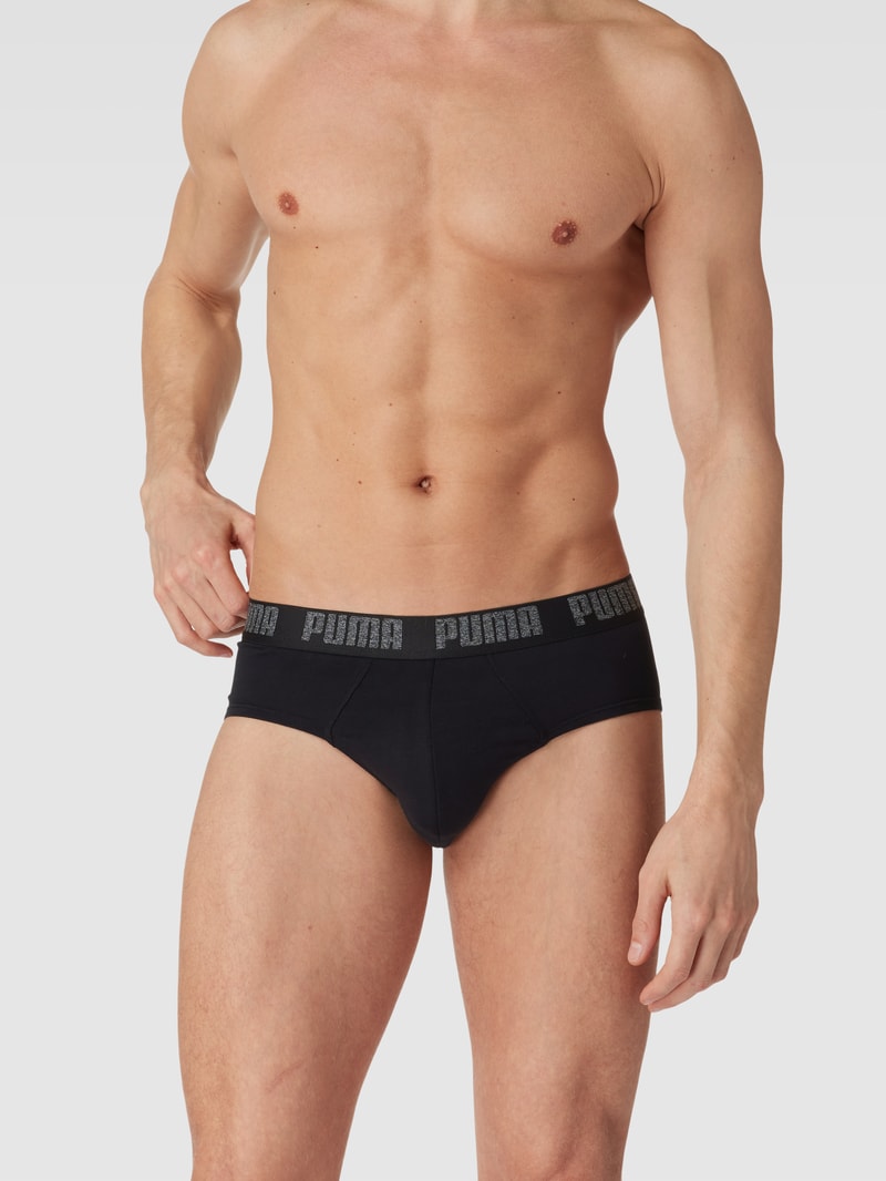 Slip mit elastischem Logo-Bund im 4er-Pack in schwarz
