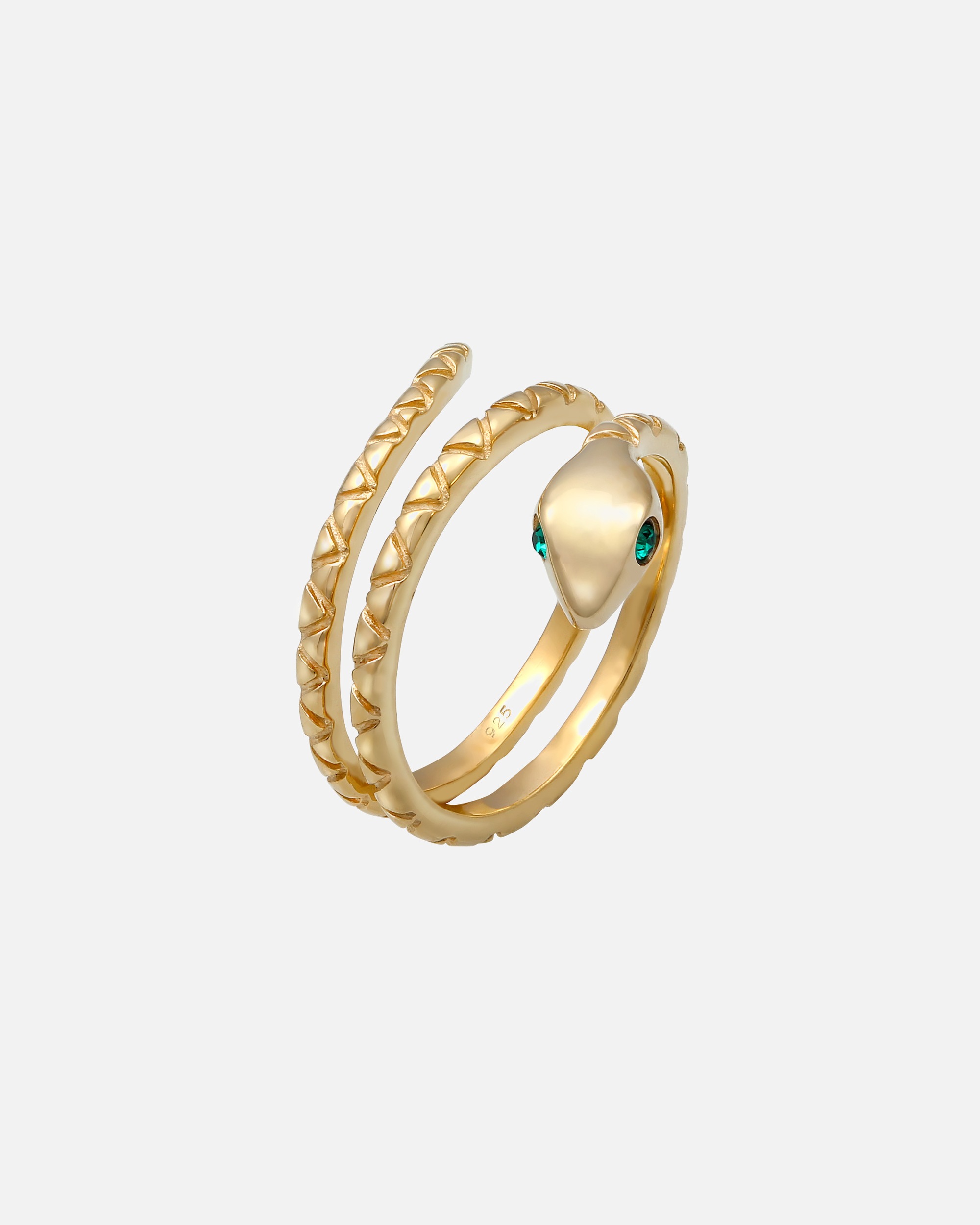 Elli Women's Modern Pinky Snake with Crystals in 925 Sterling Silver Gold Plated