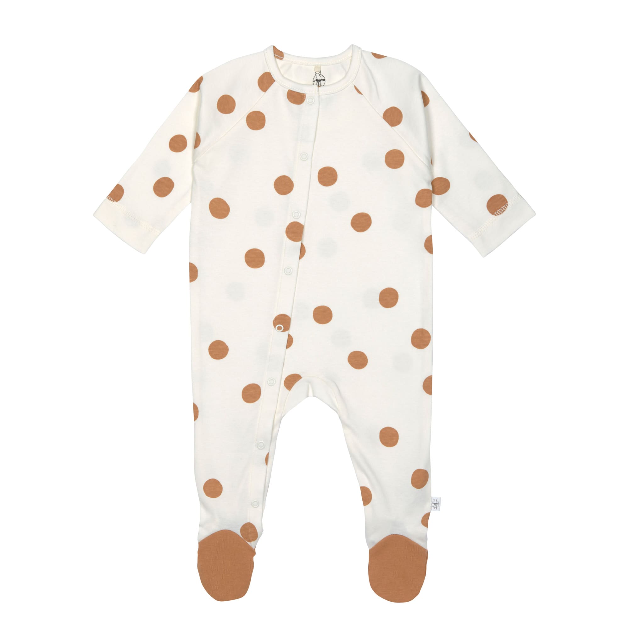 Baby Schlafanzug mit Füßen - Bio Baumwolle, Big Dots, Weiß