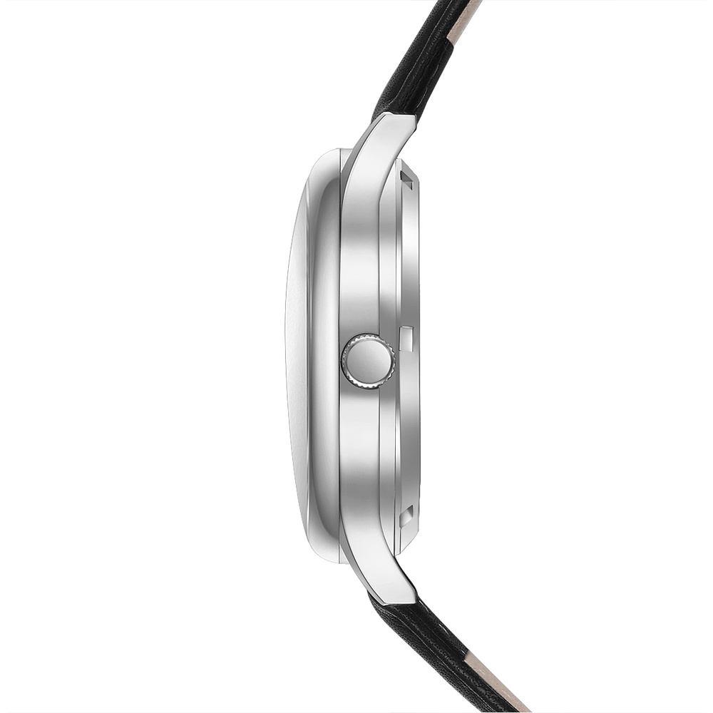 Joh. Rothmann Montre automatique Leopold en Argent Cuir véritable en Noir Montre