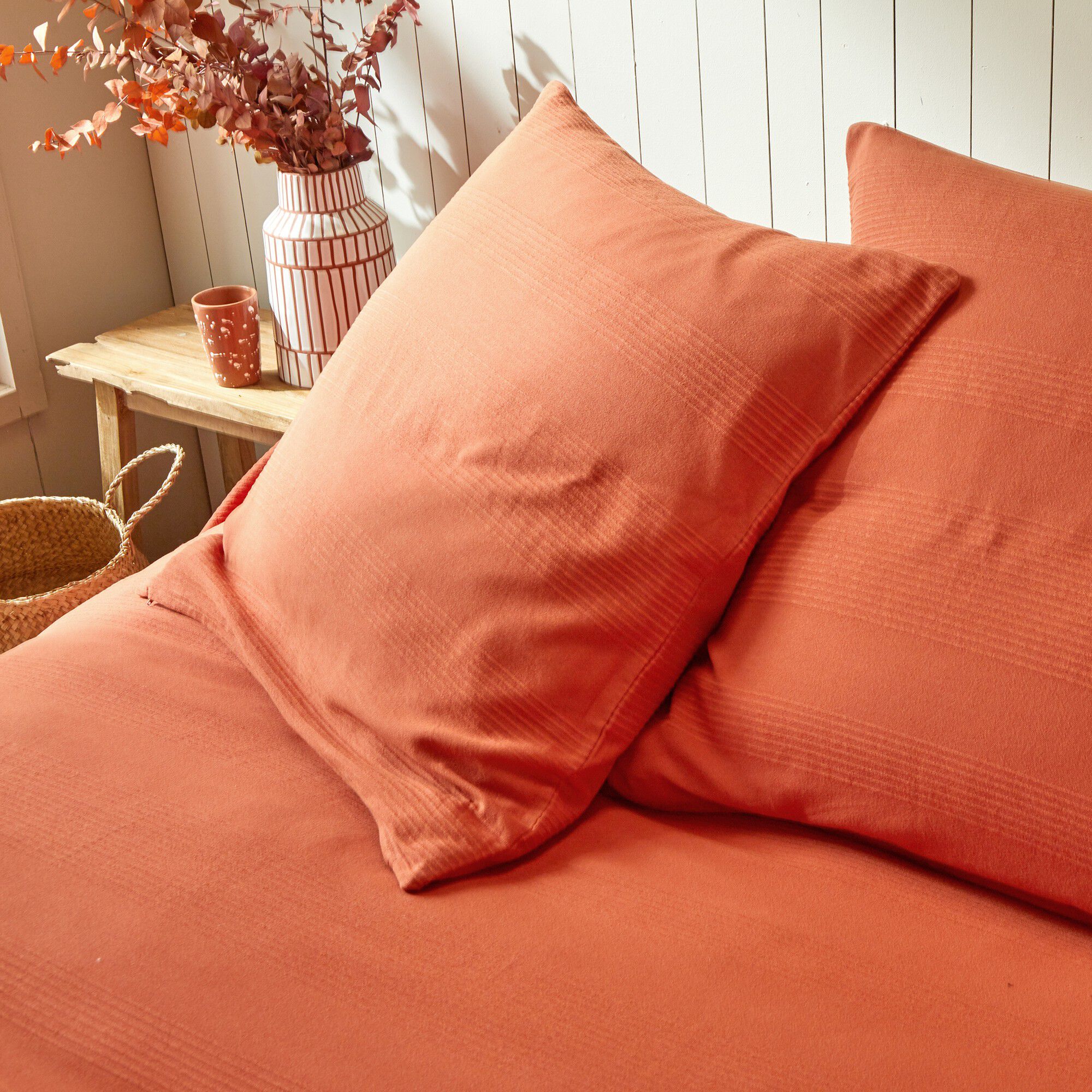 Jeté de lit uni tissé coton