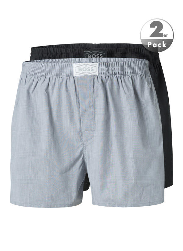 BOSS Black, Boxershorts, Baumwolle, grau-schwarz