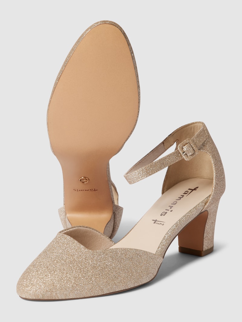 Pumps mit schimmernder Optik in gold