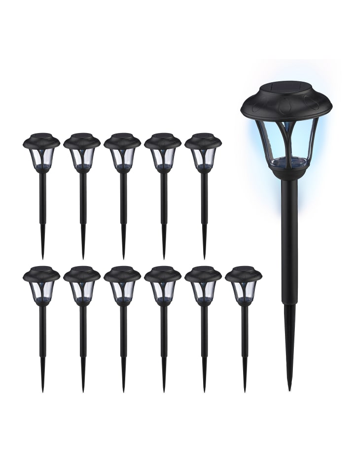 relaxdays 12 x Solarlampe in Schwarz günstig kaufen onesize