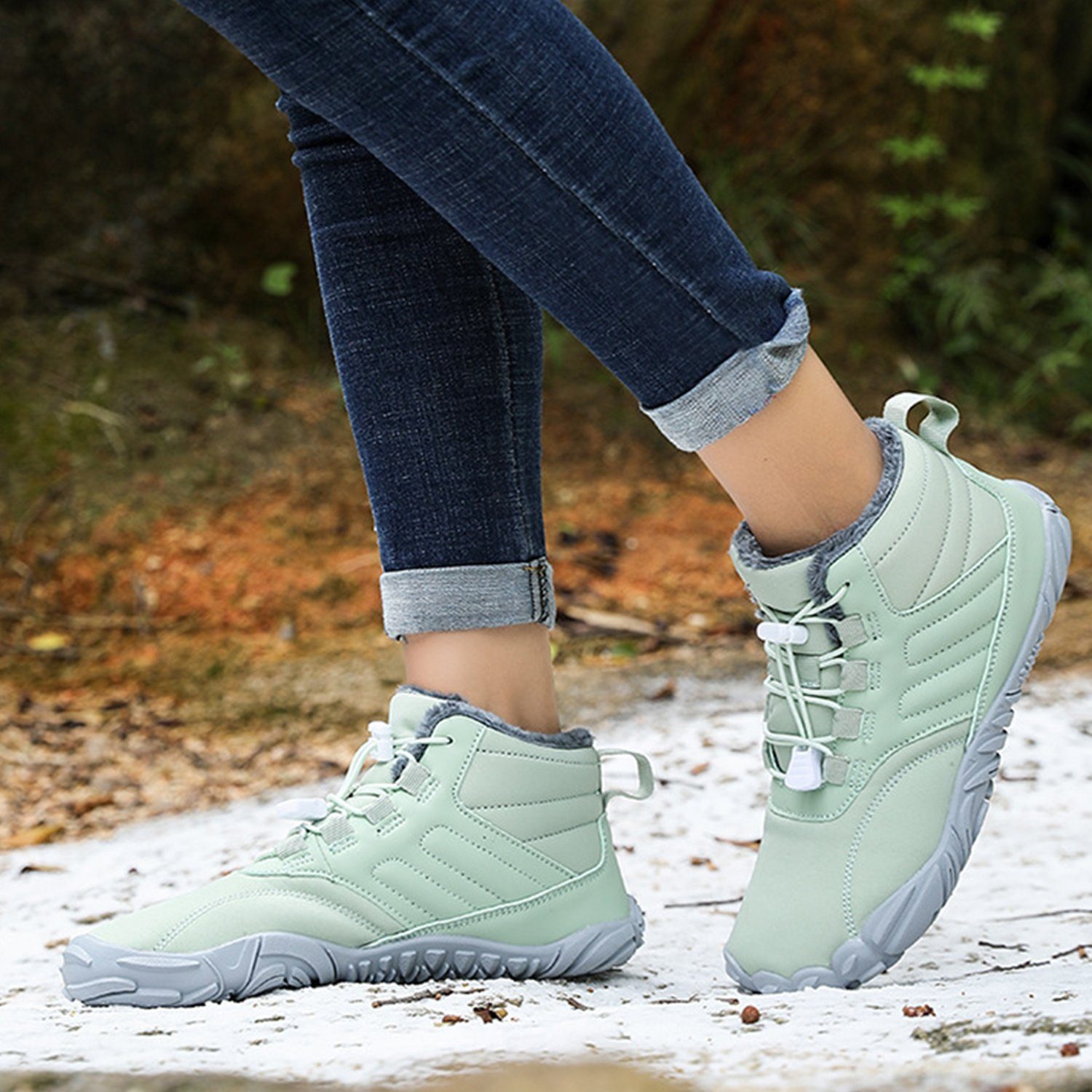Daisred Damen Herren Winter Warm Gefüttert Winterschuhe Barfußschuh