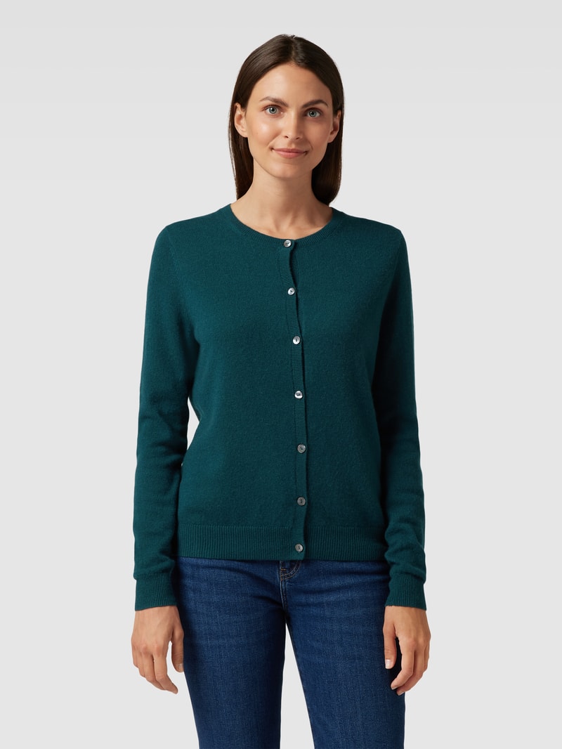 Strickjacke aus Kaschmir mit Knopfleiste in petrol