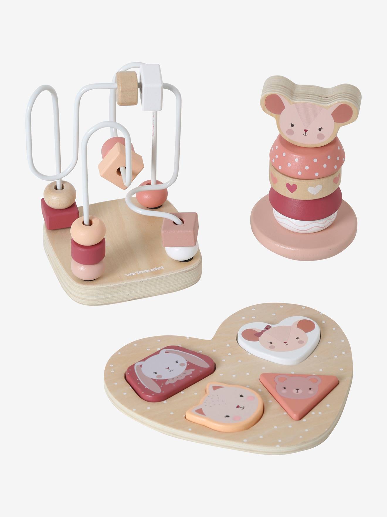 Coffret 3 jeux d'éveil GRENIER en bois FSC® beige