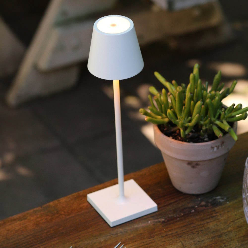 Zafferano LED Tischleuchte LED Akku Tischleuchte Poldina Micro in Weiß 1,8W 142lm IP65, keine Angabe, Leuchtmittel enthalten: Ja, fest verbaut, LED, warmweiss, Tischleuchte, Nachttischlampe, Tischlampe