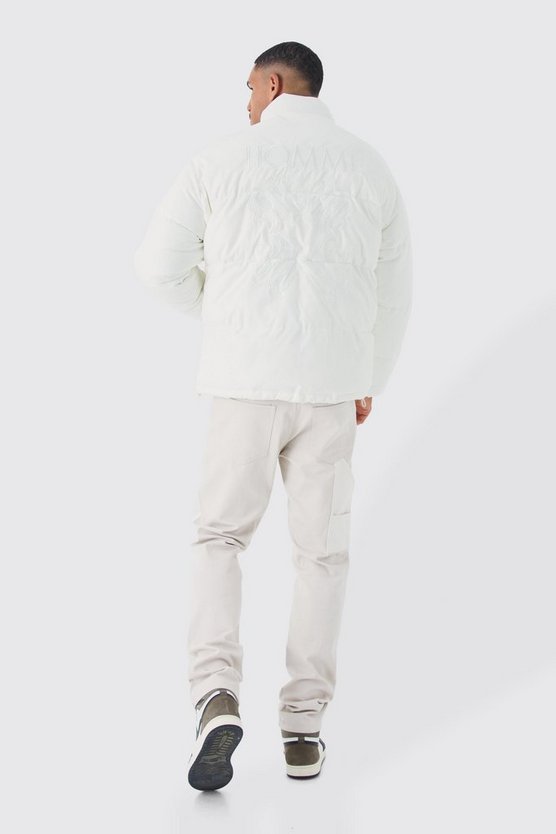 Tall Oversize Nylon-Steppjacke mit Stickerei