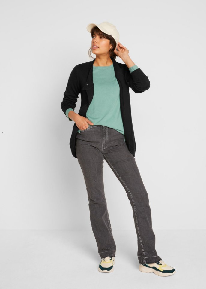 Strickjacke mit rundem Saum