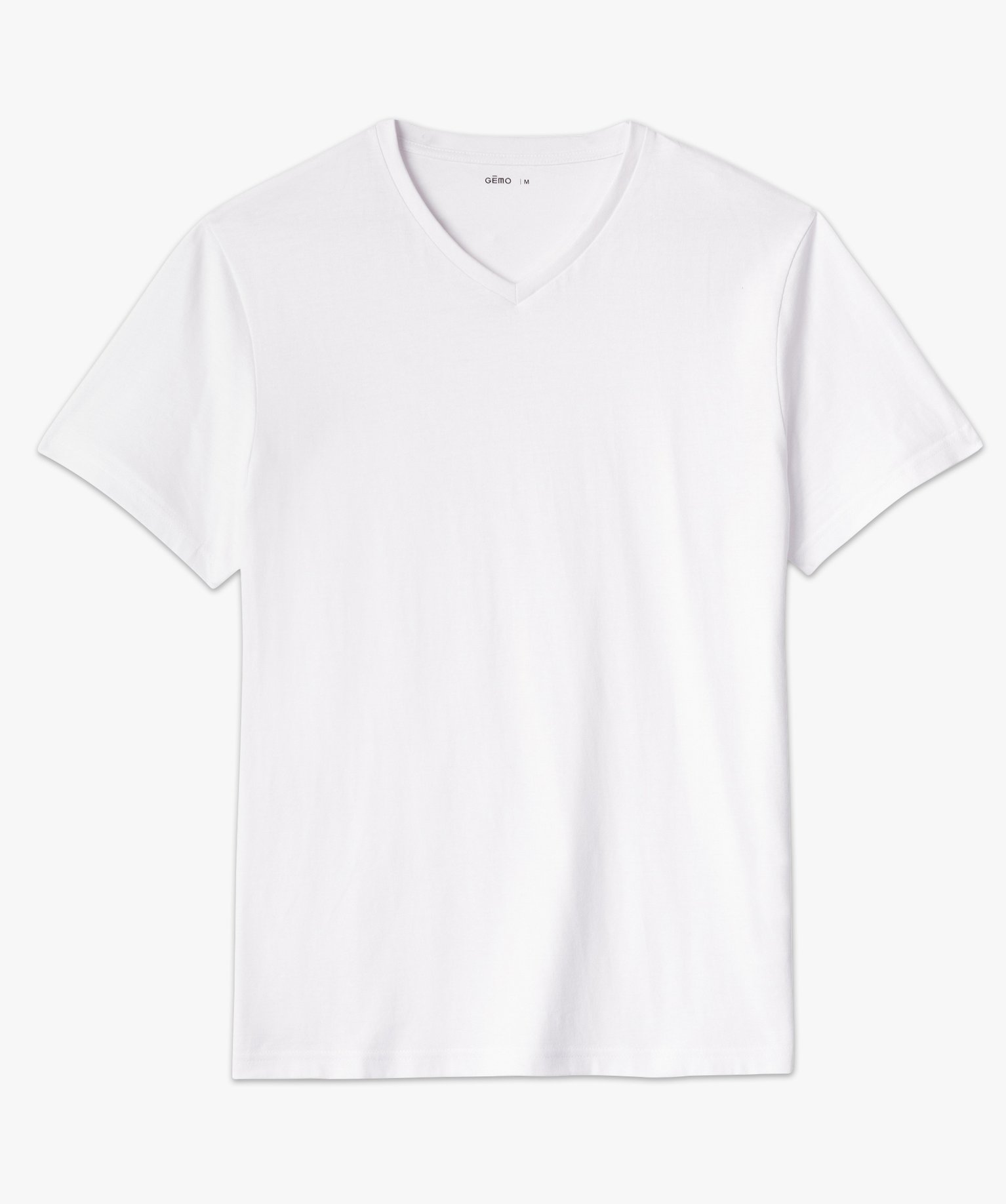 Tee-shirt homme à manches courtes et col V blanc | GEMO