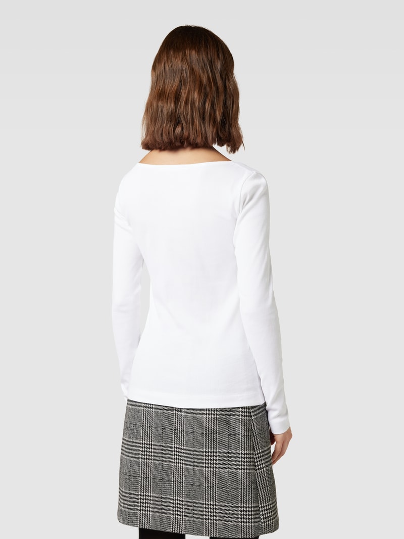 Longsleeve mit tiefem Rundhalsausschnitt in weiß