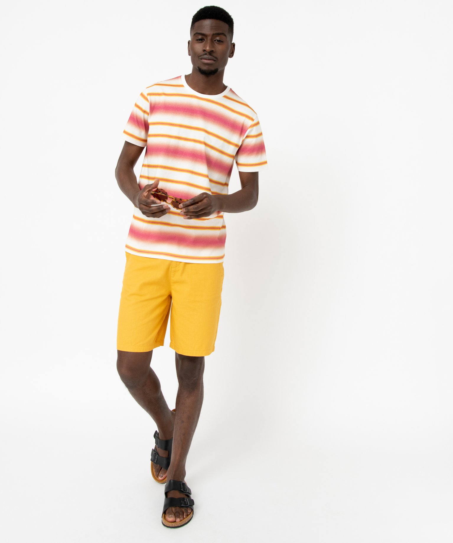 Tee-shirt à manches courtes et rayures fantaisie homme raye | GEMO
