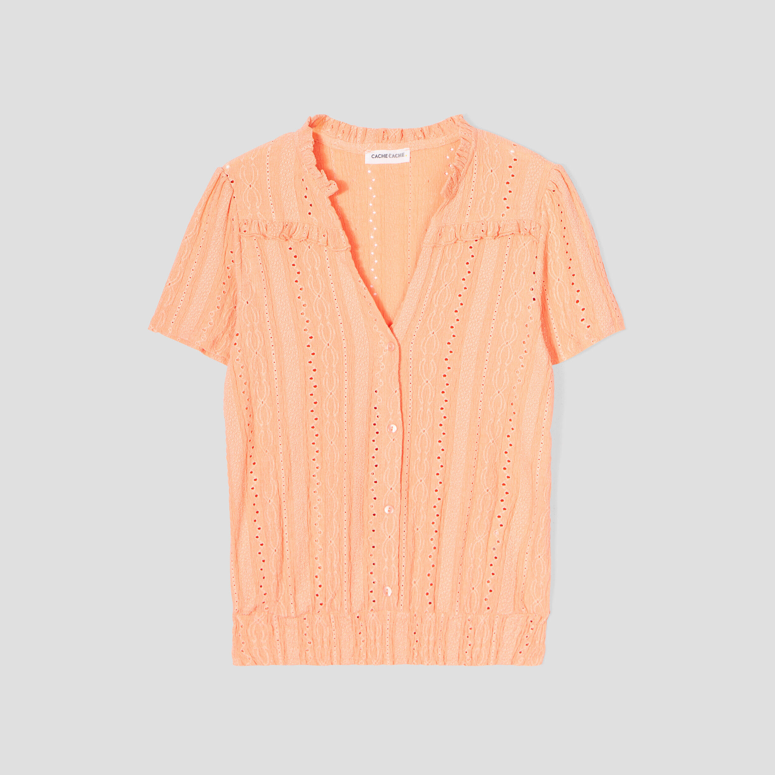 Blouse manches courtes rose saumon femme | Cache Cache