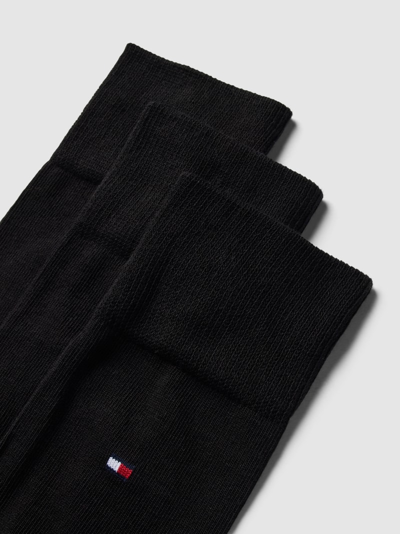 Socken mit Label-Details Modell 'Uni' im 3er-Pack in schwarz