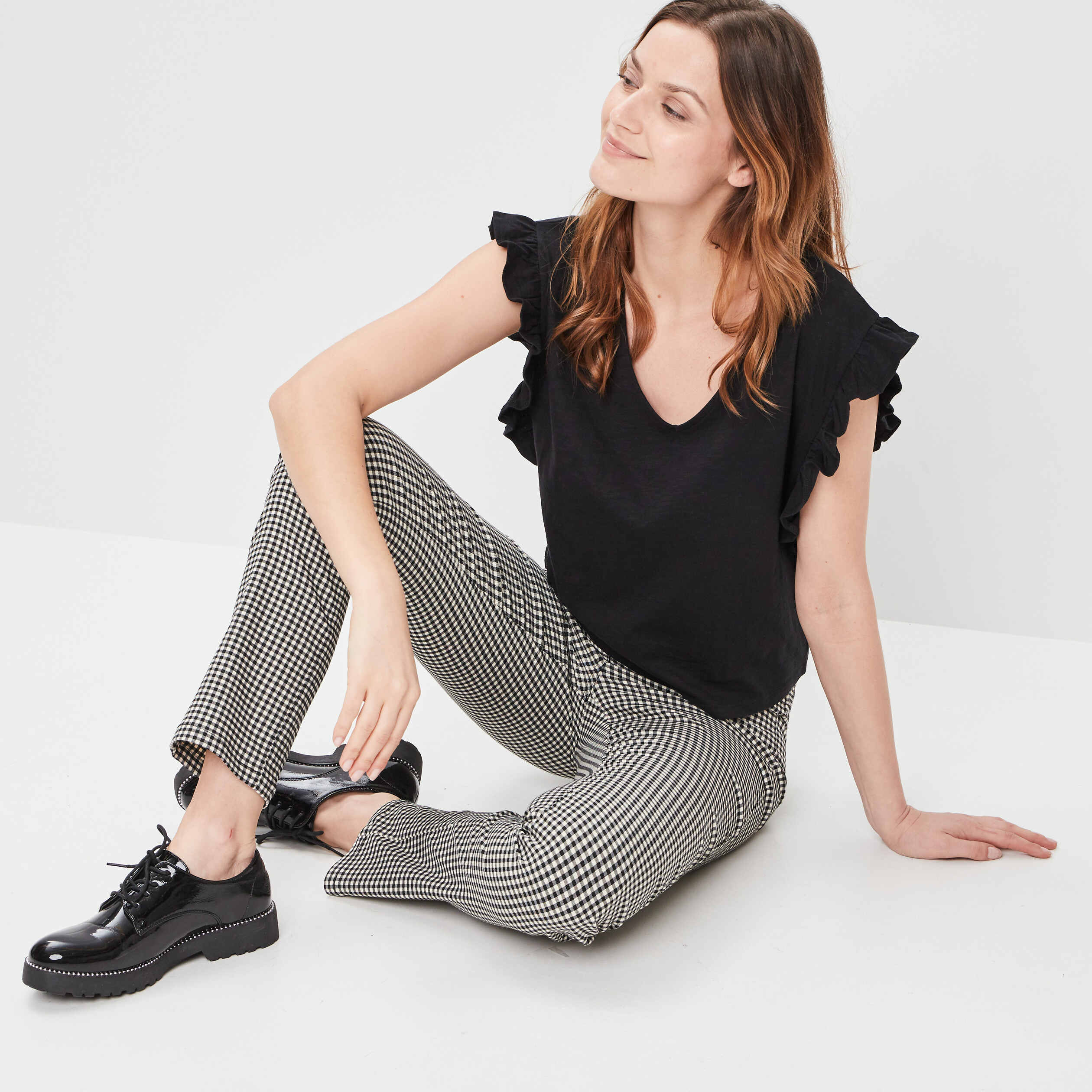 Pantalon droit stretch ecru femme | La Halle