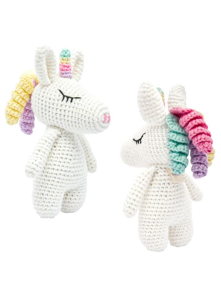 miniHeld Handgestrickter Einhorn Rainbow Set Babyrassel Holz Baumwolle 16 cm 0 Monate günstig kaufen onesize