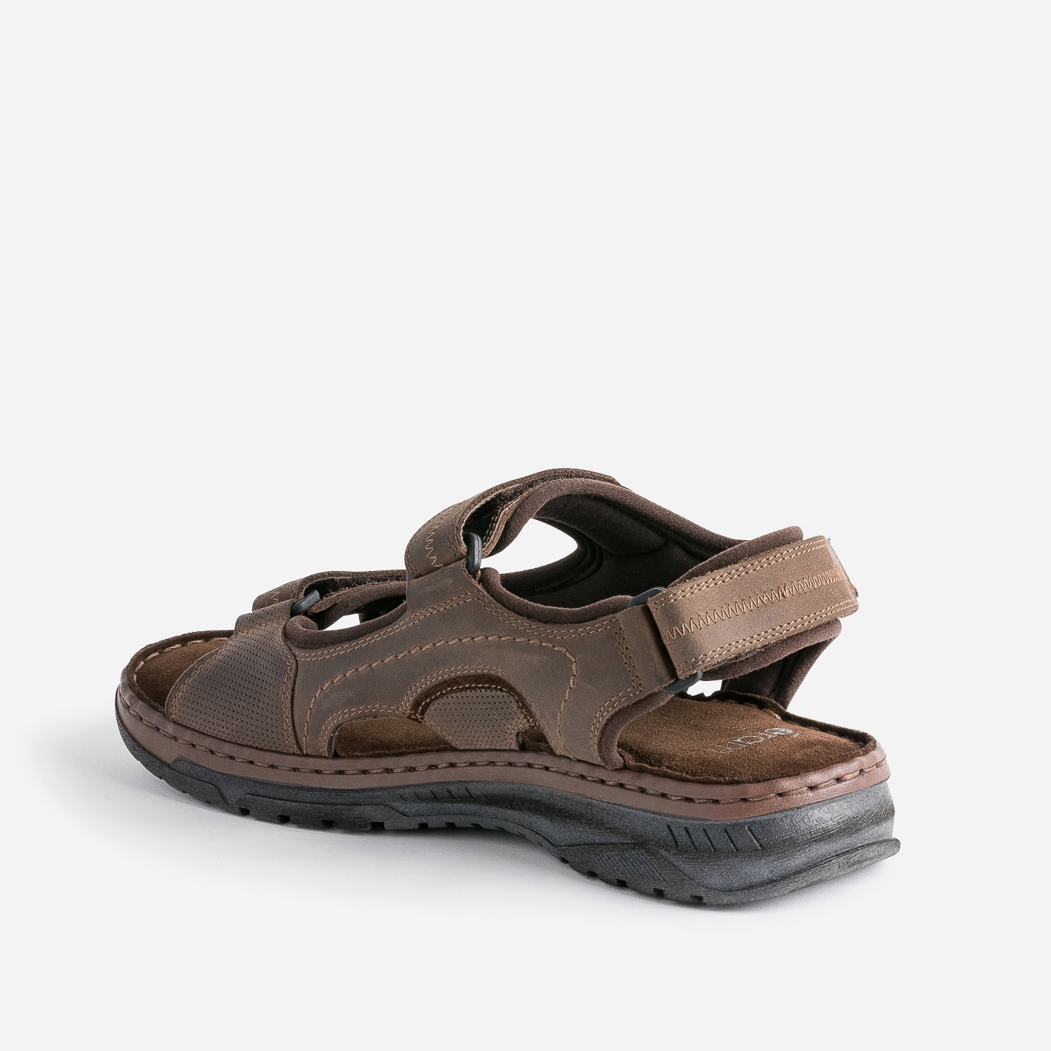 Sandale marron en cuir à scratchs