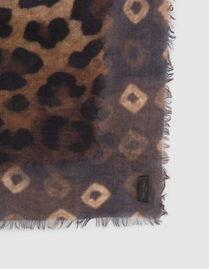 Pure Edition-Chèche noir à motif léopard Femme