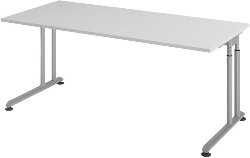 Hammerbacher Höhenverstellbar Sitz-Stehschreibtisch Rechteckig Metall, Holz Silber C-Fuß 1,800 x 800 x 820 mm