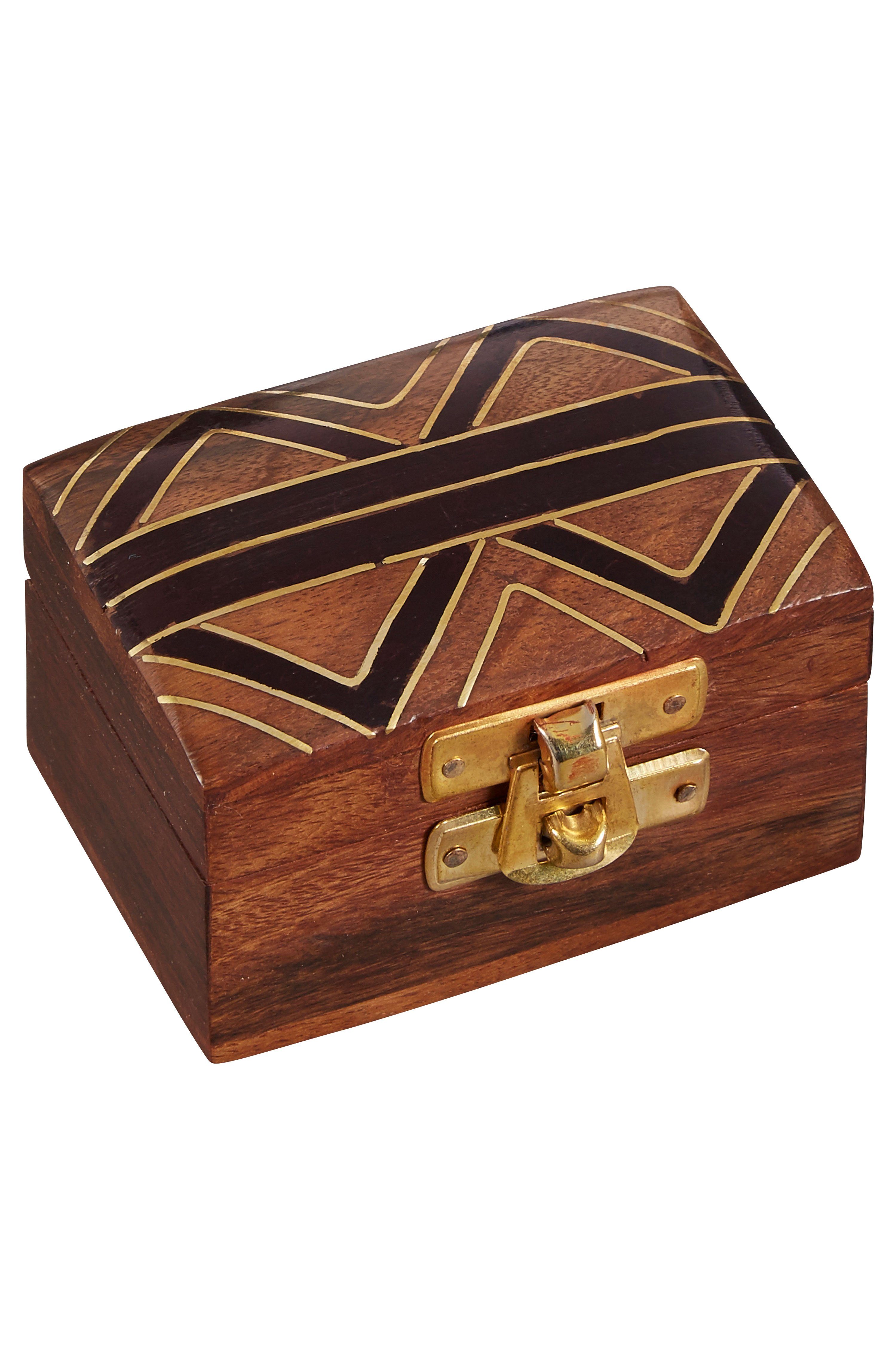 Marrakesch Orient & Mediterran Interior Holzkiste Orientalische kleine Aufbewahrungsbox mit Deckel Dajat Schmuckkästchen, Handarbeit
