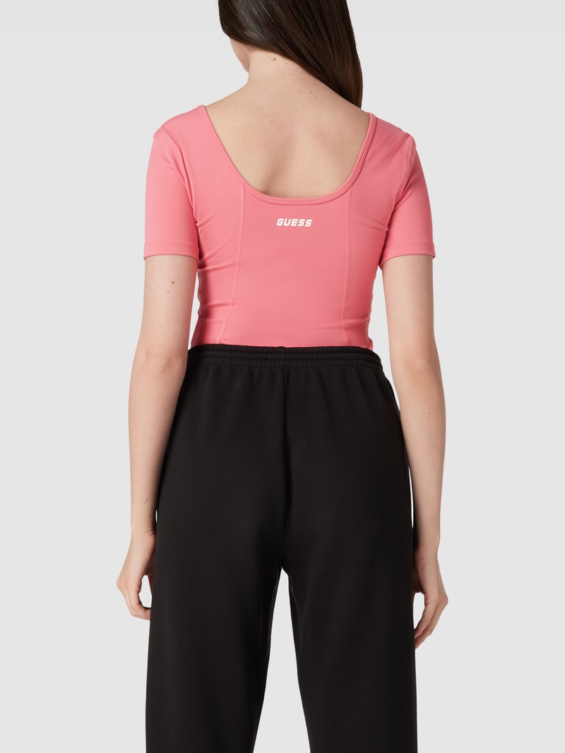 Cropped T-Shirt mit Steppnähten Modell 'BIRGIT ACTIVE CROP TOP' in apricot