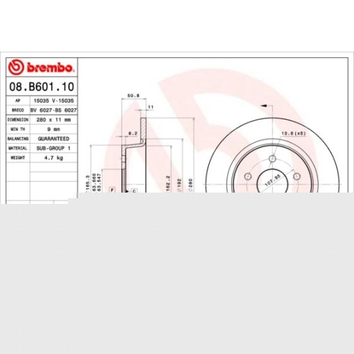 08.B601.11 BREMSSCHEIBE BREMBO HA  VP2 - ATU