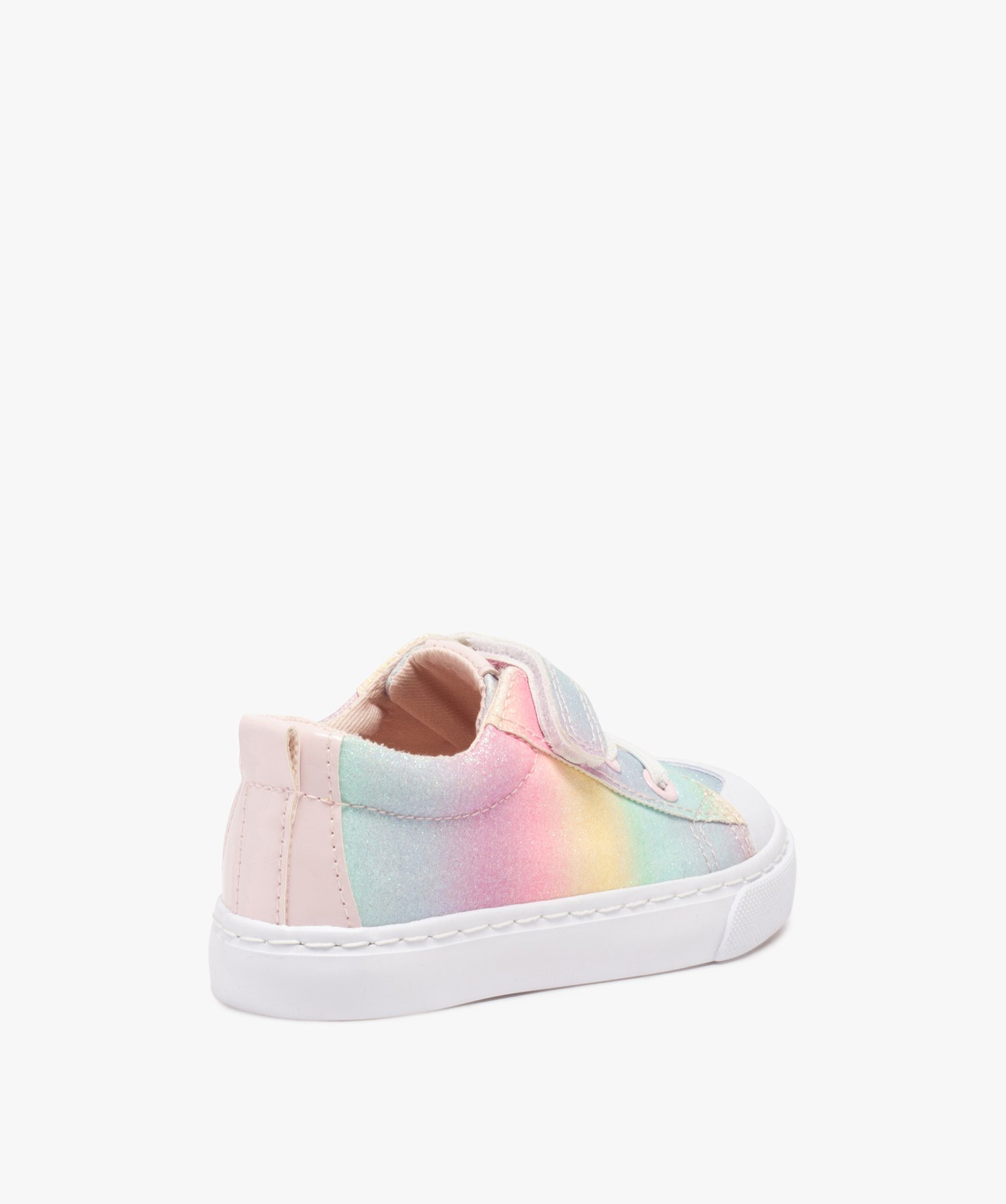 Baskets fille en toile pailletée à lacets élastiques et s... multicolore | GEMO