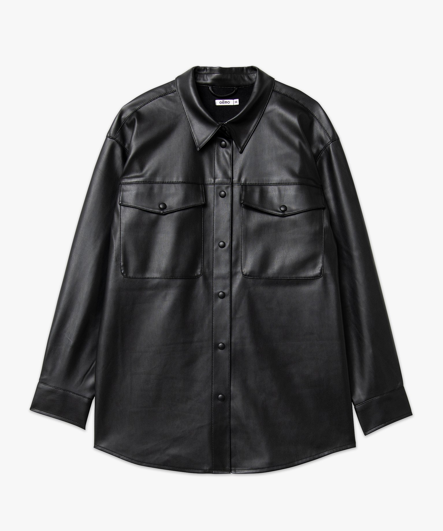 Chemise à manches longues en synthétique imitation cuir fe... noir | GEMO