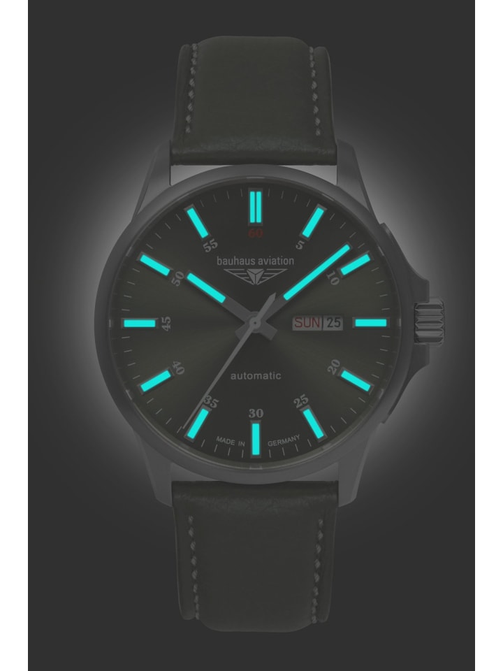 Bauhaus Aviation Herren-Fliegeruhr Automatik DayDate Grün günstig kaufen onesize