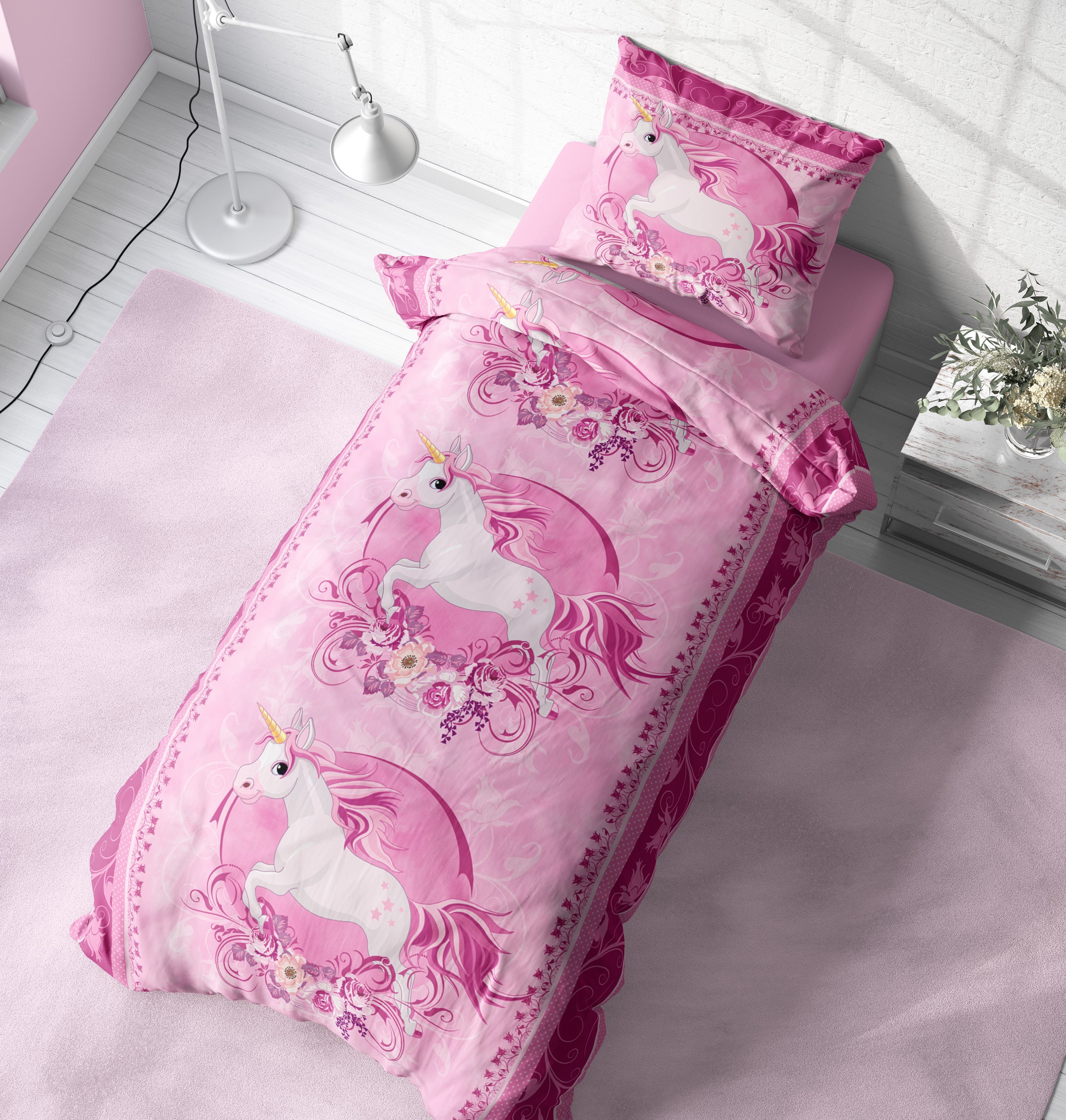 Bettwäsche Unicorn, One Home, Mikrofaser, 2 teilig, mit Magic Einhorn
