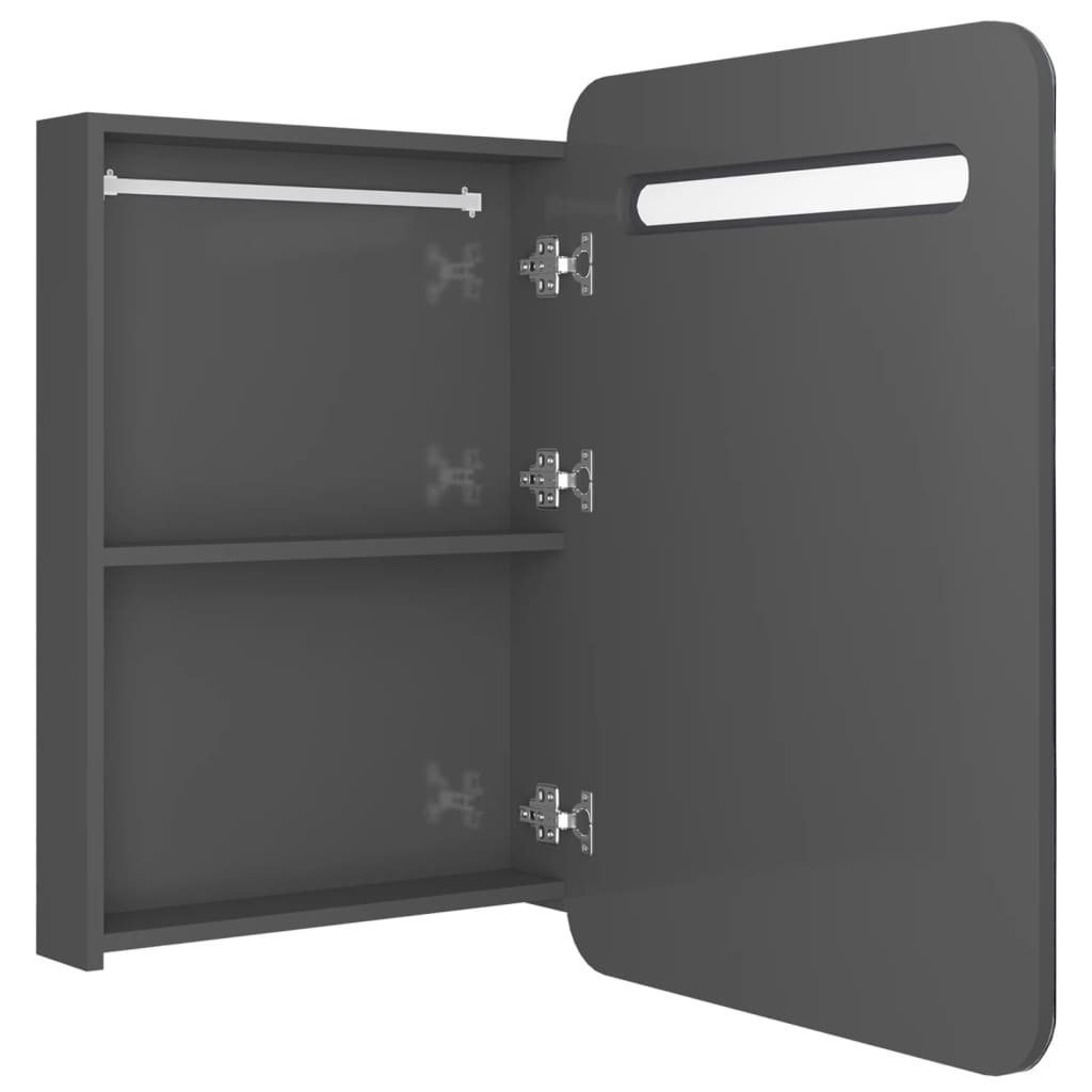 vidaXL Badezimmerspiegelschrank LED-Bad-Spiegelschrank Glänzendes Grau 60x11x80 cm (1-St)