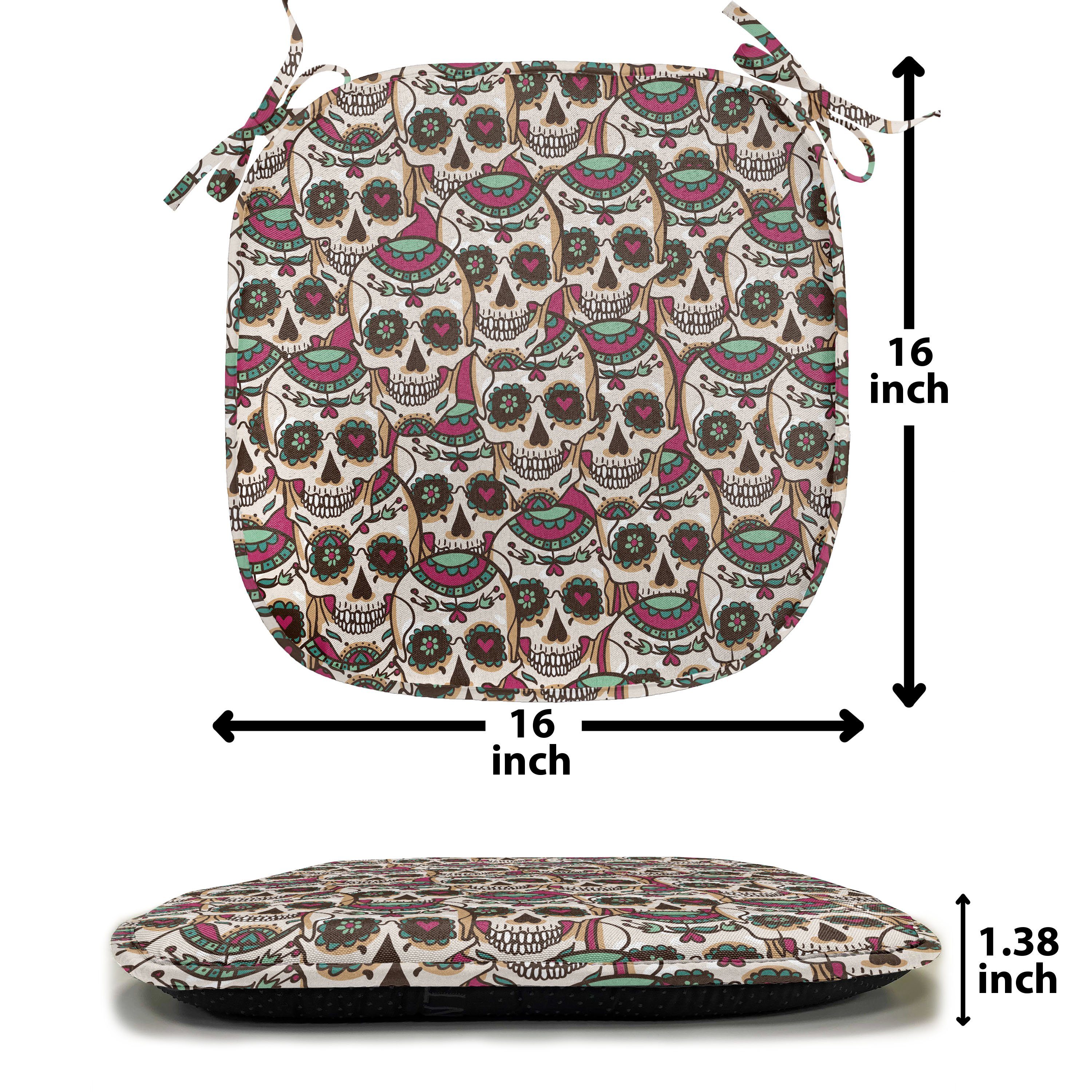 Abakuhaus Stuhlkissen Dekoratives wasserfestes Kissen mit Riemen für Küchensitze, Bunt Paisley-Blumenmuster