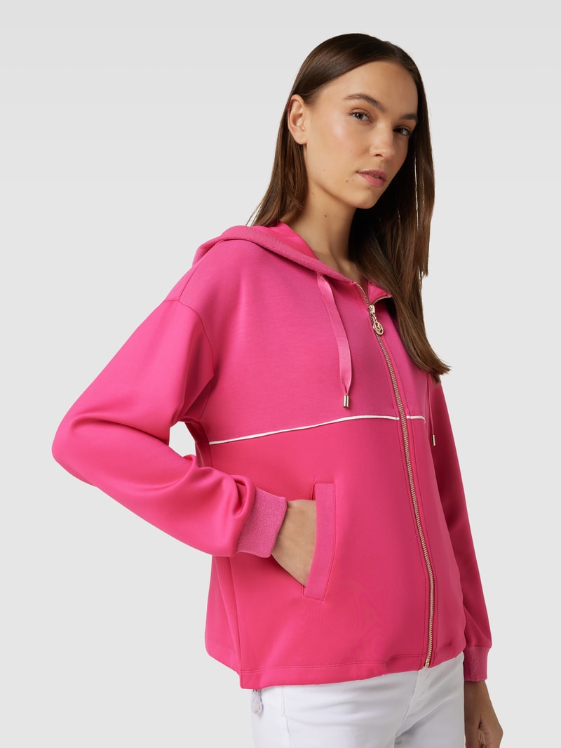 Sweatjacke mit Kapuze und Tunnelzug in pink