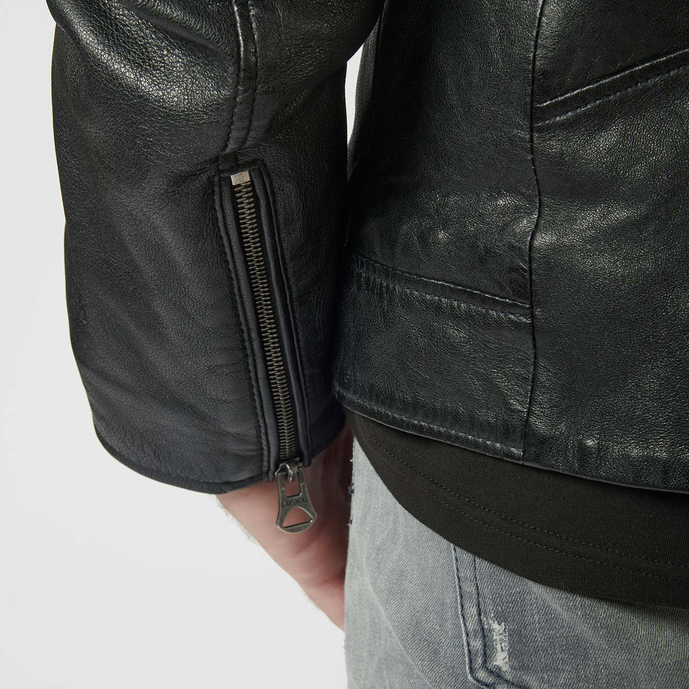 UNIQ   Veste en cuir noir Homme
