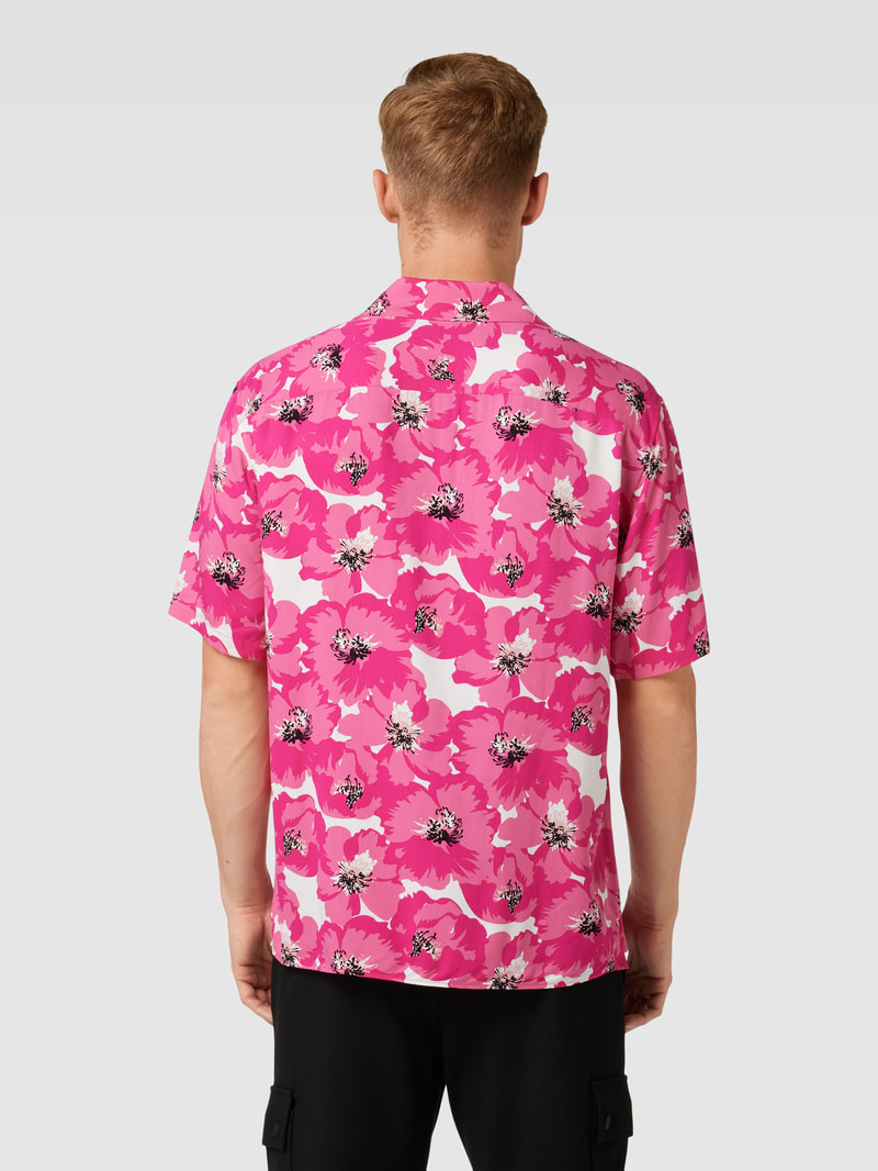 Freizeithemd aus Viskose mit floralem Muster in pink