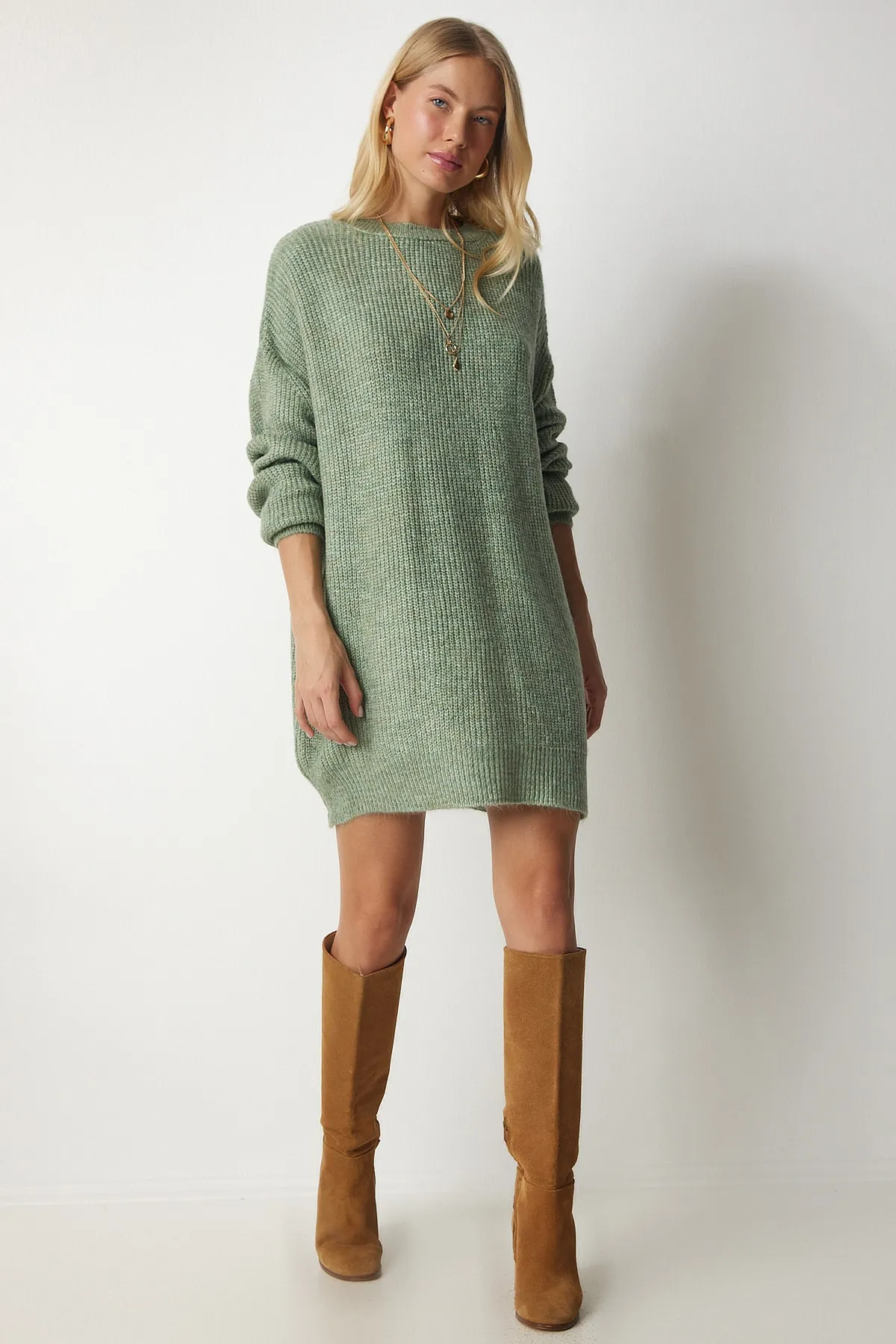 Happiness İstanbul  Pullover - Grün - Oversized