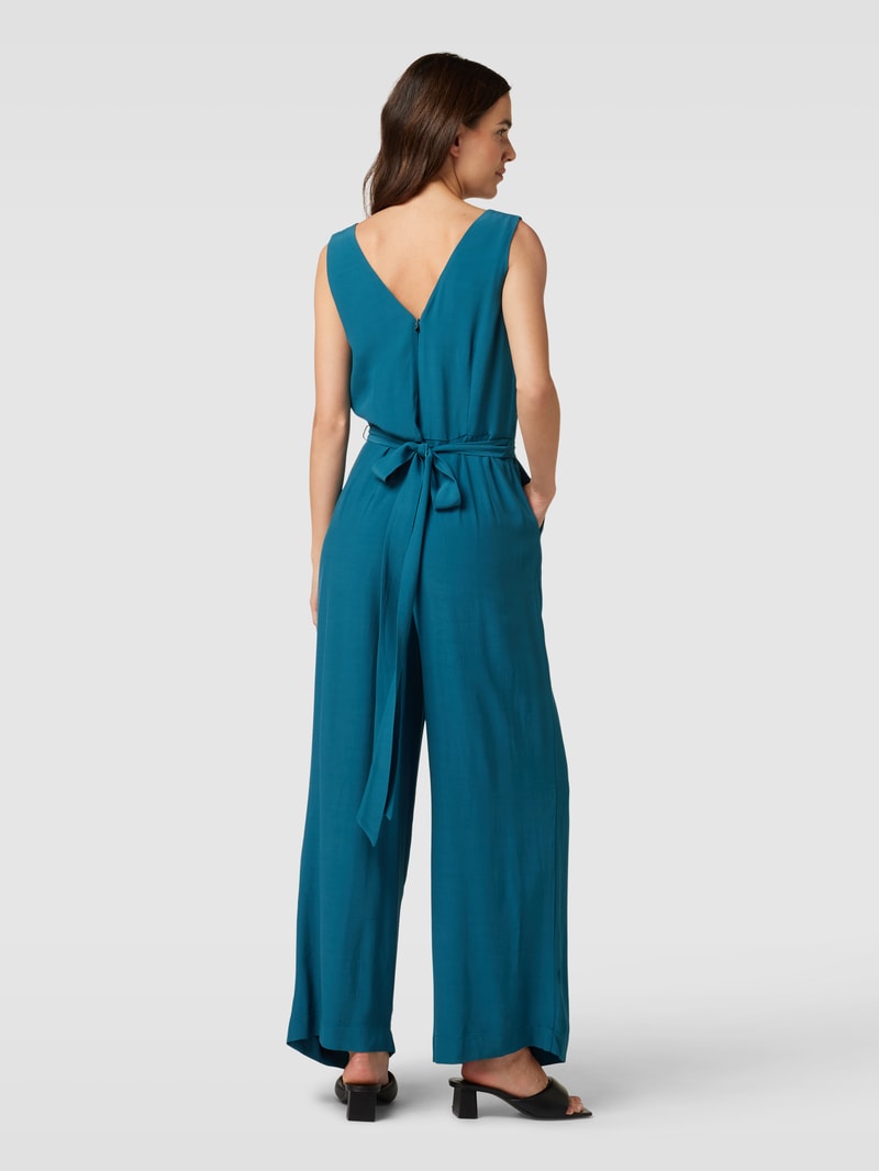 Jumpsuit aus Viskose mit Allover-Muster in petrol