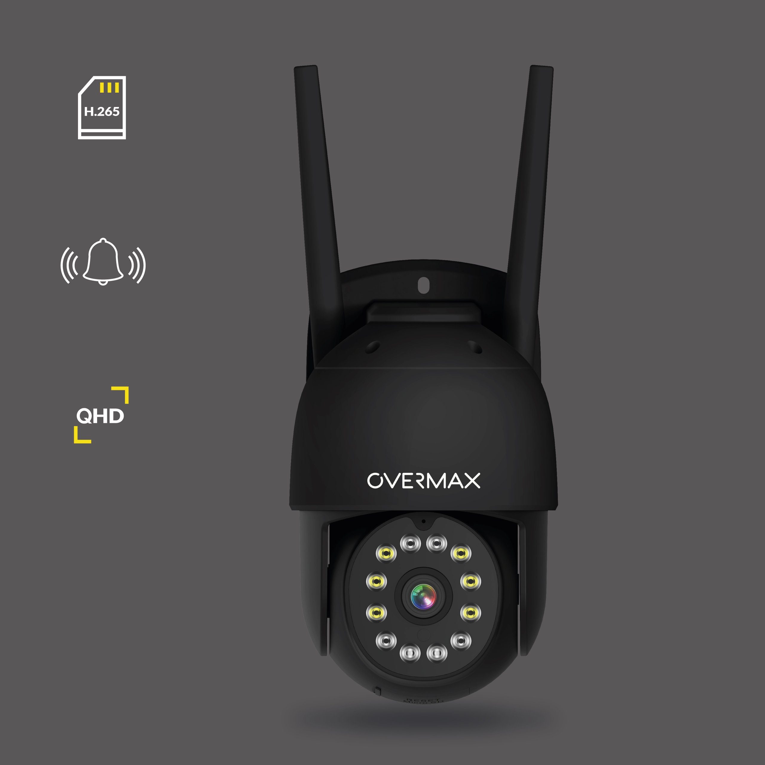 Overmax CAMSPOT 4.95 Überwachungskamera (Aussenbereich, Innenbereich, Set, Smart Wi-Fi PTZ-Kamera, Netzkabel mit Adapter, Montagesatz, 2560 x 1440 QHD/2.5K Video, Beste Multifunktionskamera)