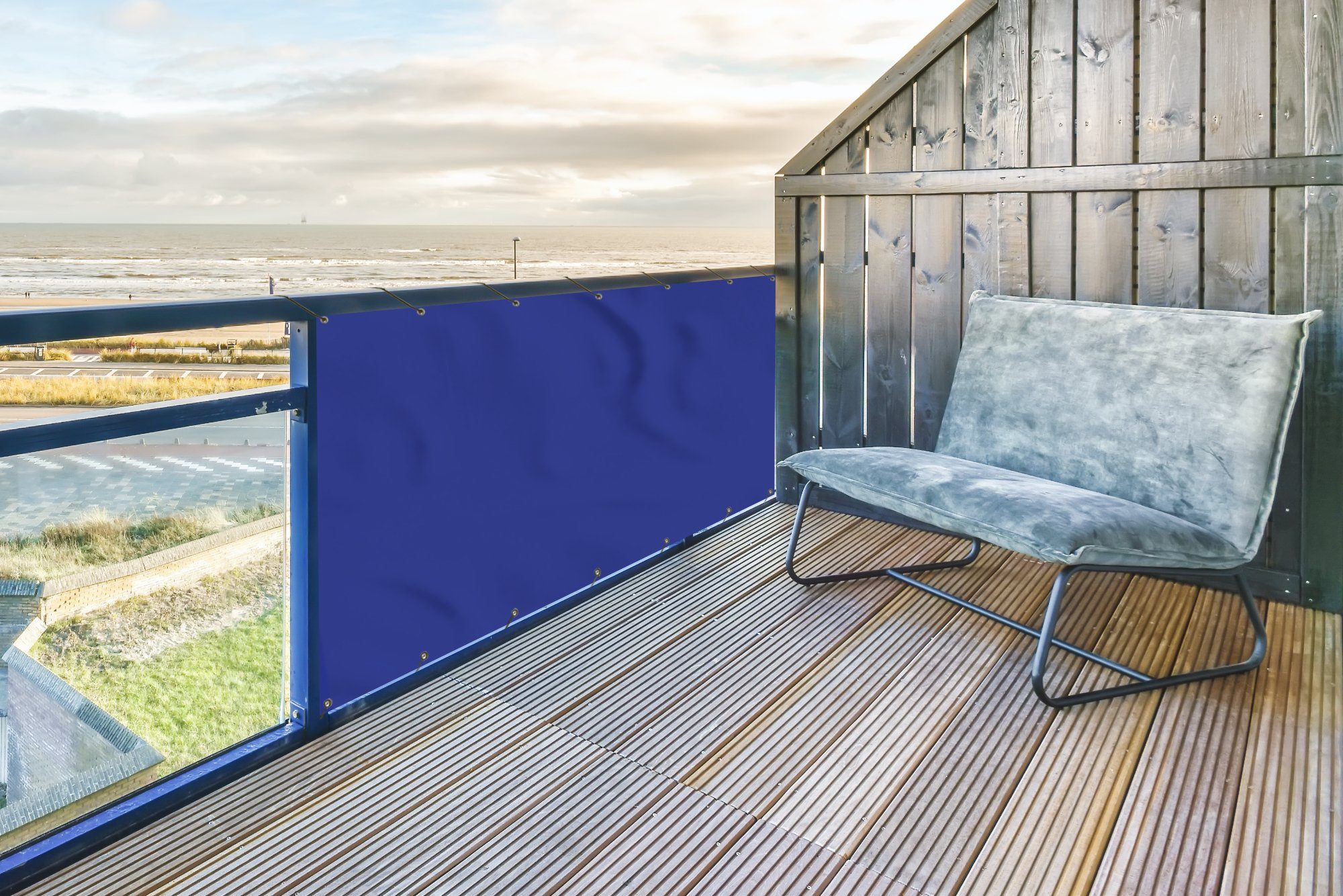 MuchoWow Balkonsichtschutz Blau - Einfarbig - Dunkelblau (1-St) Balkonbanner, Sichtschutz für den Balkon, Robustes und wetterfest