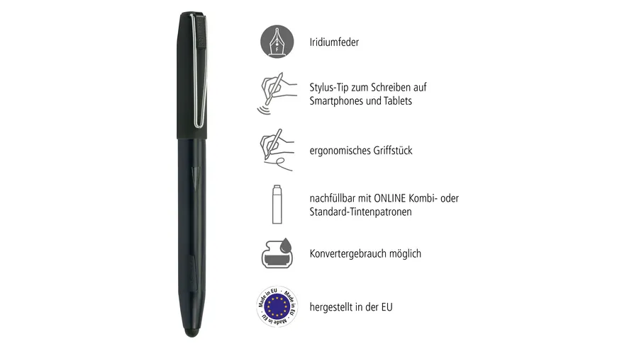 ONLINE Füllhalter Switch Plus Black Feder F