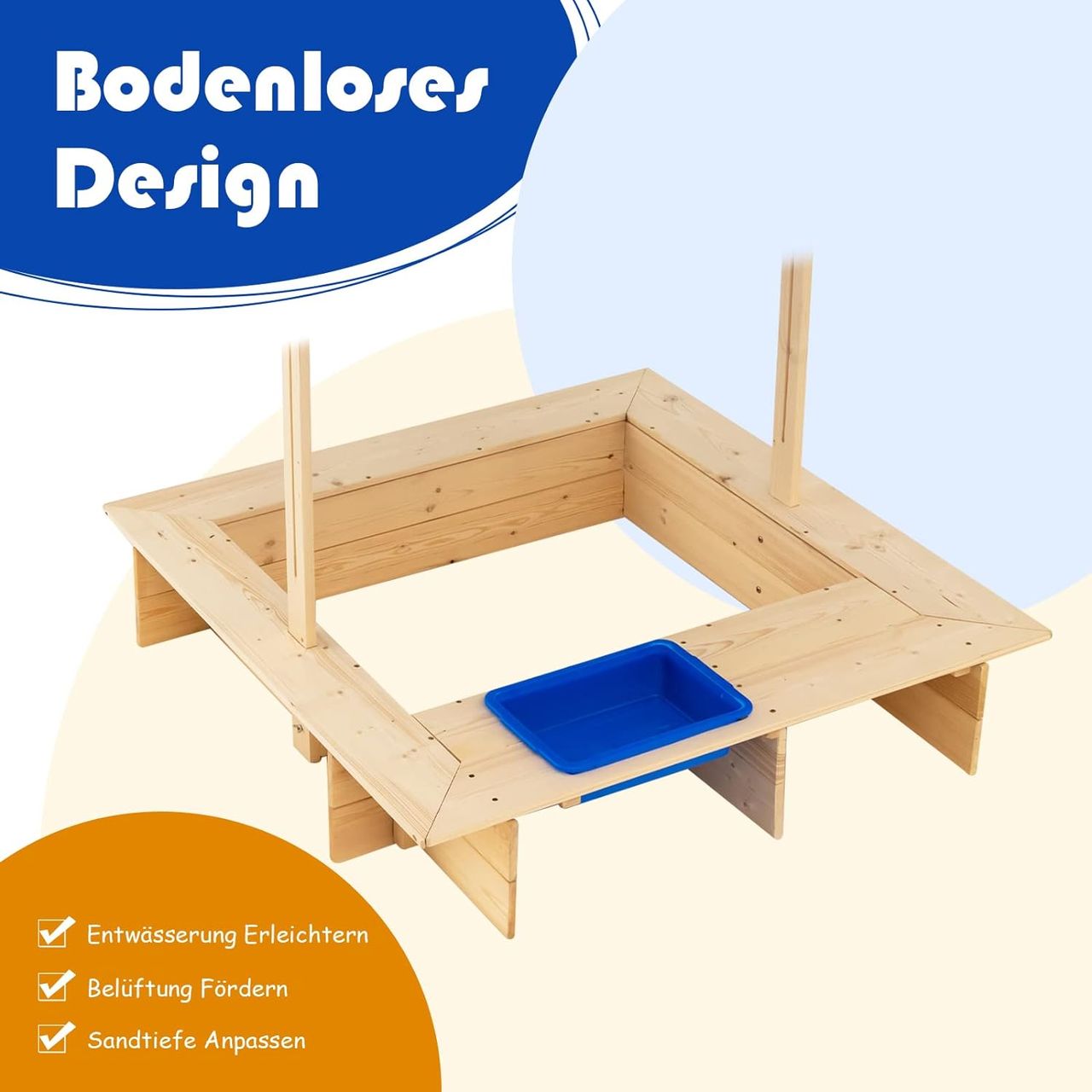 Costway Sandkasten aus Holz