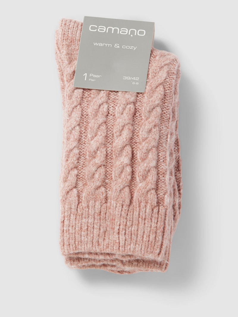 Socken mit Zopfmuster in rosa