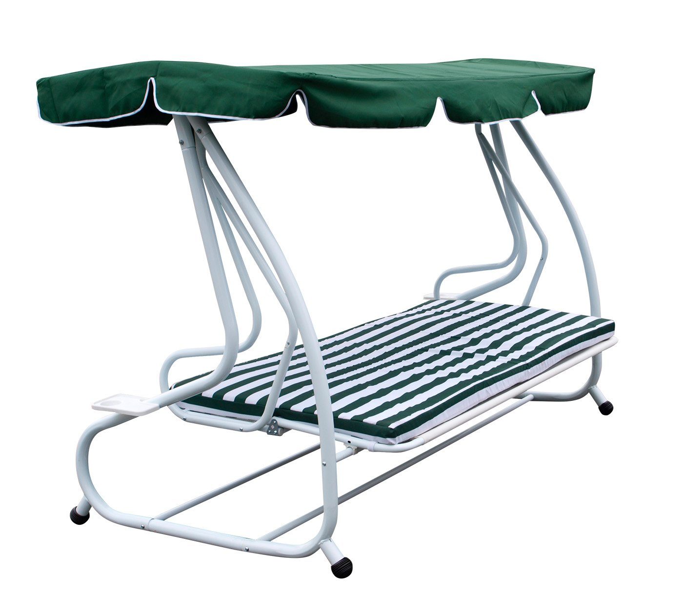 DEGAMO Hollywoodschaukel MIAMI, 4-Sitzer, 1 tlg., 4-sitzer 228cm, Liegefunktion, Gestell weiss, Bezüge weiss/grün